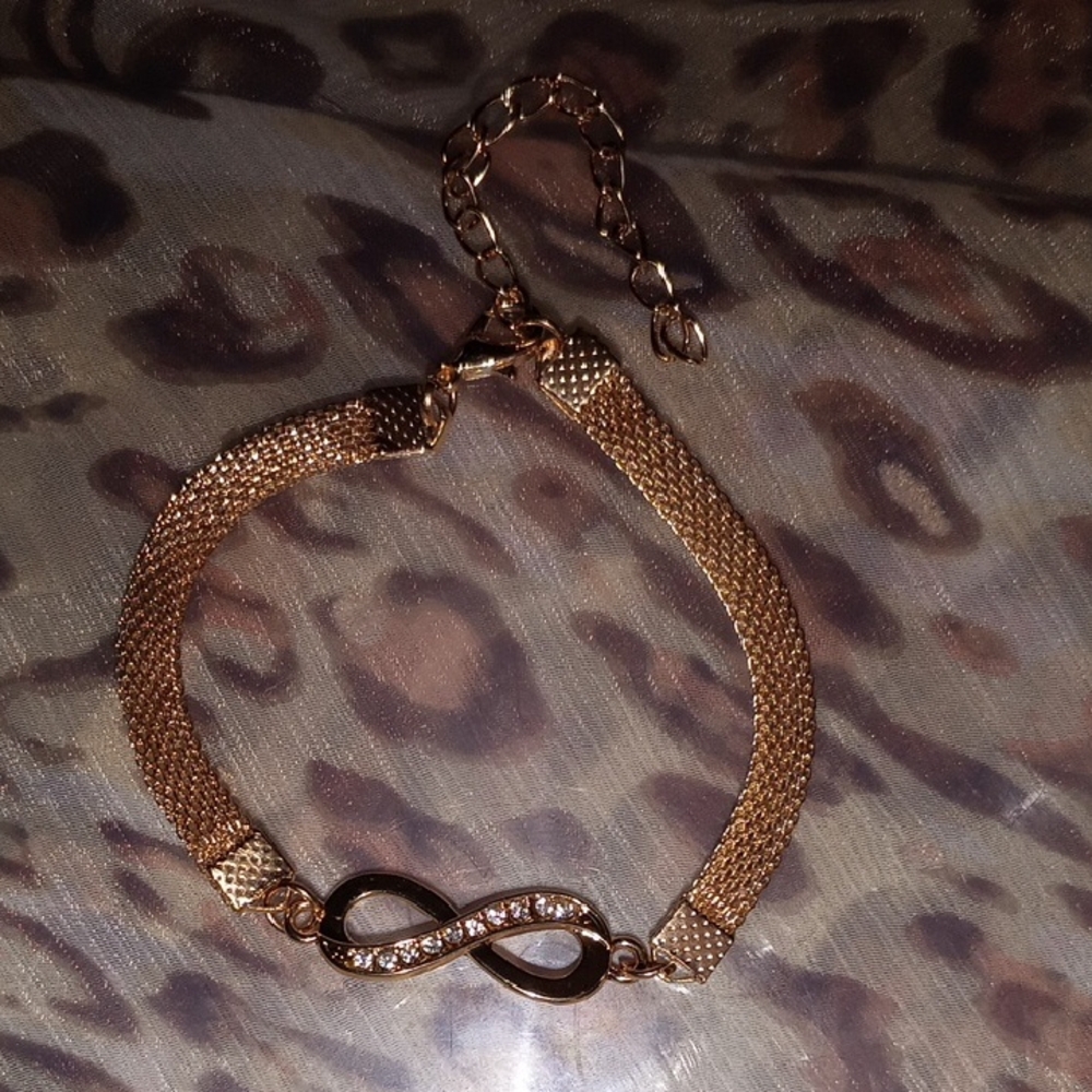 Rose Gold Infinity Bracelet with Crystals